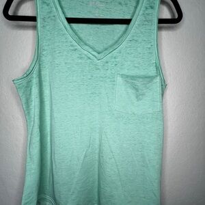 Grace & Lace Burnout Pocket Tank Green Small Cotton/Poly